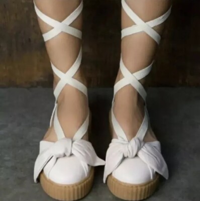 Fenty x Puma Rihanna Beige Pink Creeper Sandal Womens Sz Platforms 