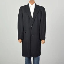 1960s Large Richman Brothers Black Light Wool Winter Outerwear Overcoat Vintage