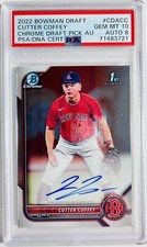2022 Bowman Draft Cutter Coffey Base Auto PSA 10 Auto 8 Red Sox #CDA-CC