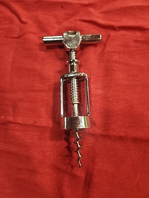 Vintage T-Frame Fly Nut Chrome Corkscrew Wine Bottle Opener Italy Irvinware 6 