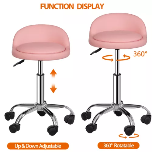 PU Leather Hydraulic Rolling Stool for Massage Facial Salon Spa w/Back Rest - Bild 17 von 19