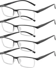 Przene Rectangle Reading Glasses 4 Pack +2.75 Blue Light Blocking Men Women