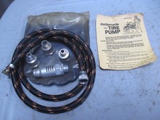 NOS Vintage Enginair Motorcycle Mini Tire Pump w/ 42" Braided Hose Made in USA