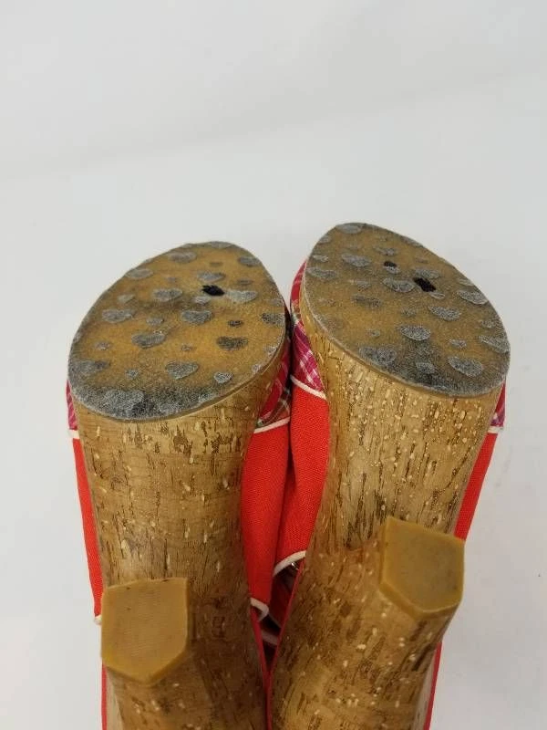 Rocket Dog Womens Slingback Sandals Orange Plaid Platform Heels Buckle 9 - Image 2 of 4