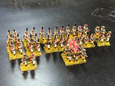 25mm painted metal Minifig Napoleonic Russian grenadiers and light foot. 40 figs