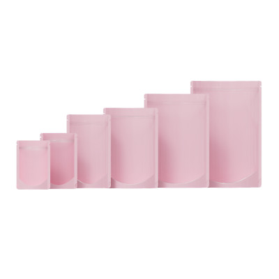 100/500/1000 Clear & Pink Stand Up Resealable Freeze Dried Candy Packaging Bags