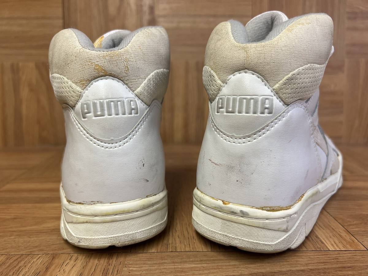 Vintage 90s 00s Puma Leather Basketball Sneakers Shoes Mens Size 9 White Leather PUMA Leather White Vintage Shoes for Men | eBay main image 3