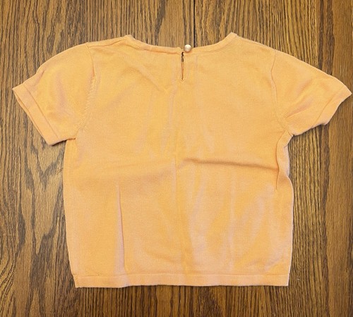 Vintage Talbots Kids Two Piece Set Size 5 Knit Orange Top Plaid Capris - Picture 3 of 7