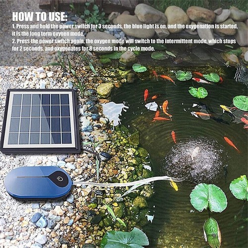 Solar Powered Oxygenator Aerator Air Pump Outdoor Pond Fish Tank Oxygen Pump Kit - Picture 27 of 48