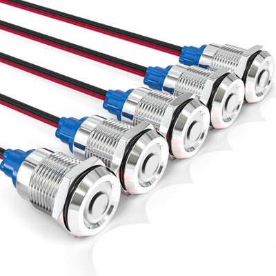 Energy Saving Indicator Light LED Mount 12V 24V 110V White 20mA 12mm 1/2