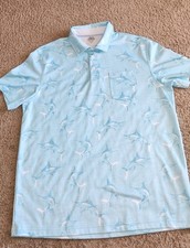 IZOD Saltwater Blue Marlin Print Polo Shirt Short Sleeve Relaxed Classics Large