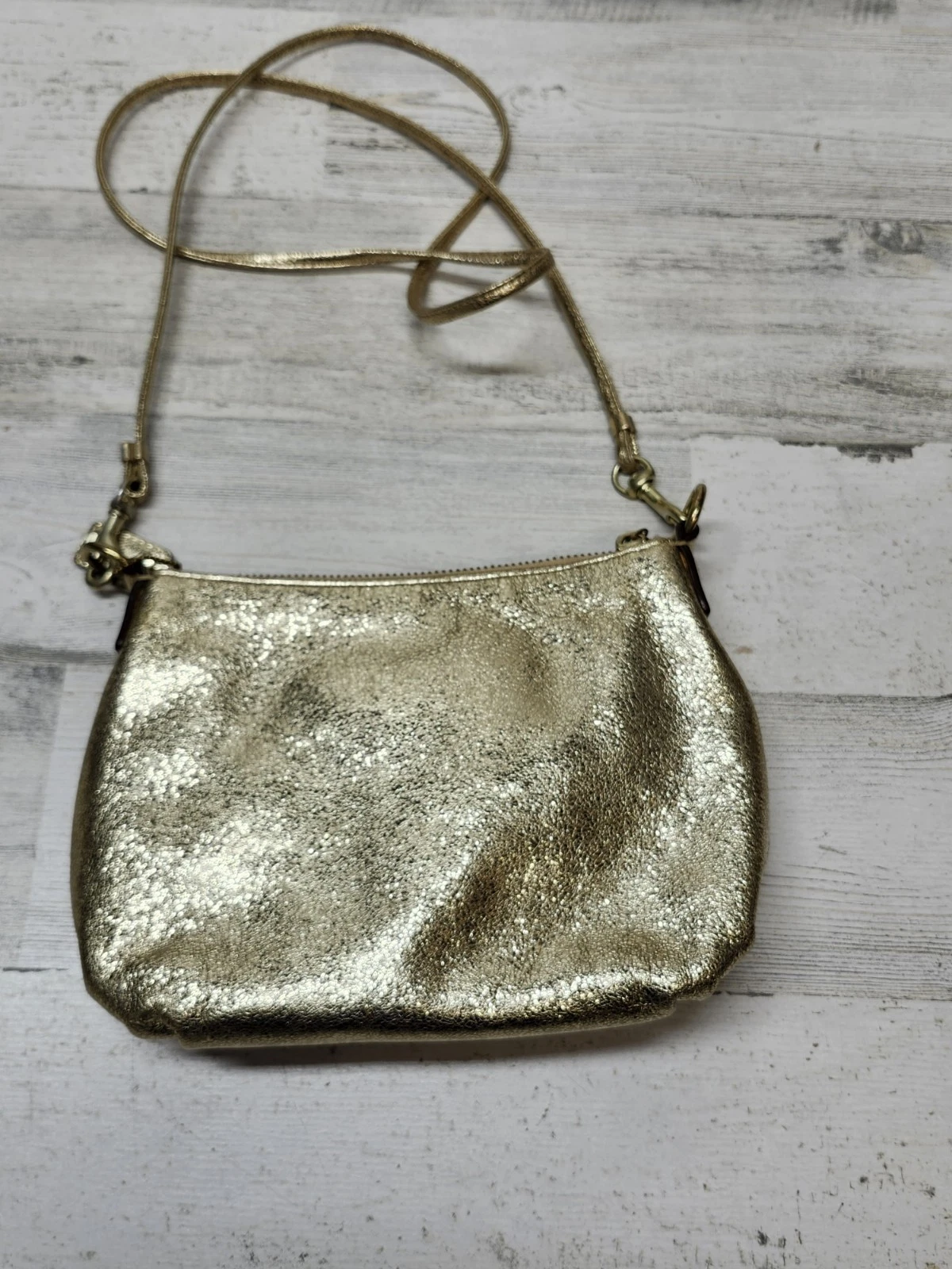 Borsa Coach Poppy vintage a tracolla piccola groovy oro metallizzato