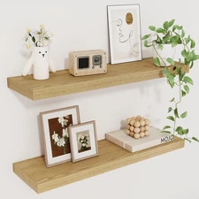 Floating Shelves for Wall, 22.5" Rustic Wood Deep Wall Mounted Shelves with I...