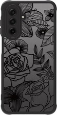 Samsung Galaxy A17 4G/5G Cute Phone Case, Black Line Art Flowers, Rose Aesthetic
