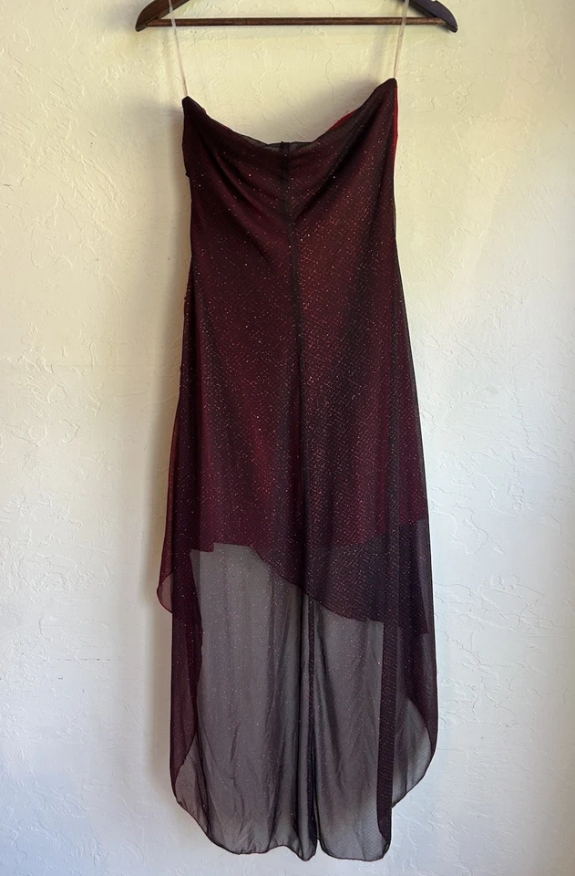 Vestido Formal Vintage Y2K Teezeme Sin Tirantes 9 Hadas Grunge Gótico Asimétrico Cuentas Foto 3 de 4