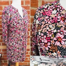 BNWT Ladies TU Size 12 Pink Floral Dress Evening Summer Wedding S10