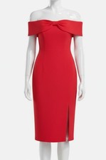 Eliza J Women's Red Bow Neck Off-The-Shoulder Sheath Dress Size 10