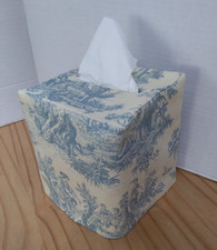 TOILE TISSUE COVER - Square Box Cover - Blue, Black, Pink, Gray
