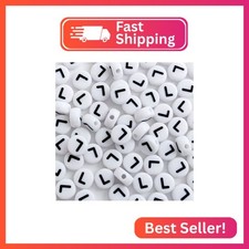 Bxwoum 100PCS Letter Beads Acrylic Alphabet Beads for Jewelry Making Round White