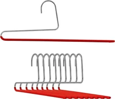 Mawa by Reston Lloyd Reverse Hook Trouser Series Non-Slip Set of 10, Red 