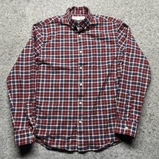 Old Navy Slim Fit Built In Flex Button Down Shirt Men  s Large Red Blue Plaid