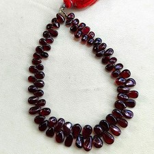 Natural Garnet Gemstone 7x5 to 9x6 mm Size Smooth Pear Shape Beads 9" Strand