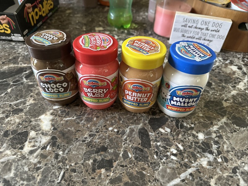 Lot of 4 Yummmerz Whipped Slime Jars – Choco Loco, Peanut Butter, Berry...