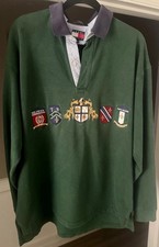 Tommy Hilfiger 90s Vintage Multi Crest Rugby Polo Long Sleeve Shirt Large Men  s