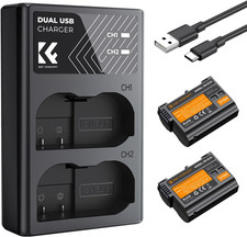 K F CONCEPT 2100mAh EN-EL15 EN-EL15C Battery and Dual Slot Charger for Nikon ZR