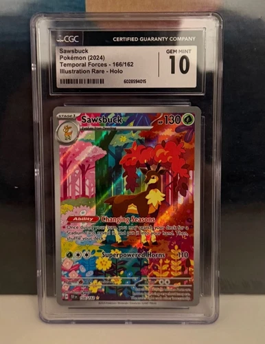 Pokémon TCG Sawsbuck 166/162 SV05 Temporal Forces Holo CGC 10 GEM MINT