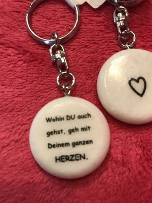 Marble Slogan Keyring Wherever You Go Go Go........... NEW