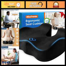 Memory Foam Seat Cushion for Office Chair  Car Seat - Ergonomic Comfort, Black