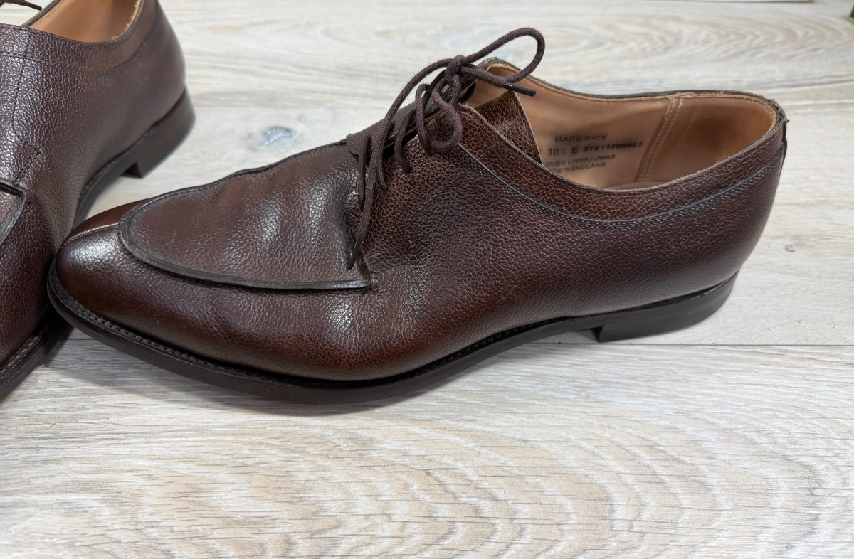 CROCKETT & JONES ブラウン HAREWOOD 6E CROCKETT & JONES Men's HARDWICK Brown Pebble Leather Split Toe
