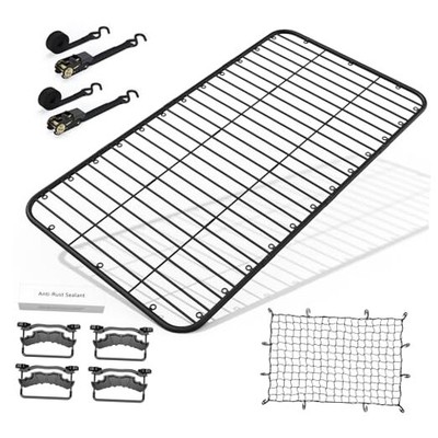  Car Roof Platform, Universal Roof Flat Rack 90'' x 47'' 90'' Roof Platform + Net