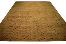 8 x 10 SALE Olive Brown Contemporary Nepali Handmade wool Rug 53324