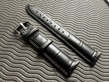 20mm Black Premium Quality Leather Strap for Omega Seamaster De Ville Watches