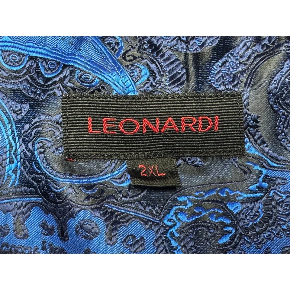 Camisa de vestir Leonardi para hombre manga larga cachemira negra azul brillo - talla 2XL Foto 3 de 4