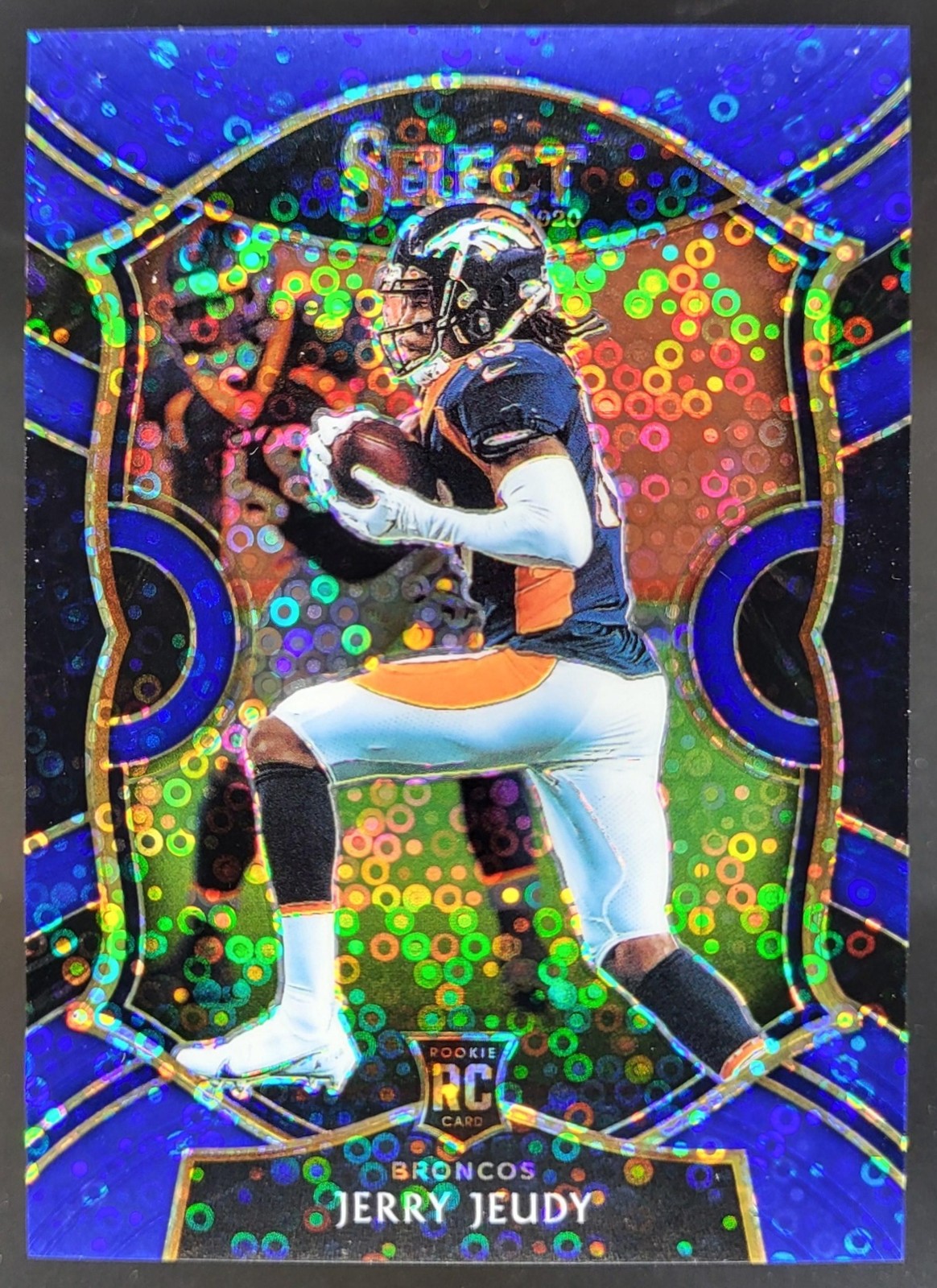 2020 Panini Select Jerry Jeudy Disco Blue Prizm /25 RC Concourse Broncos CN
