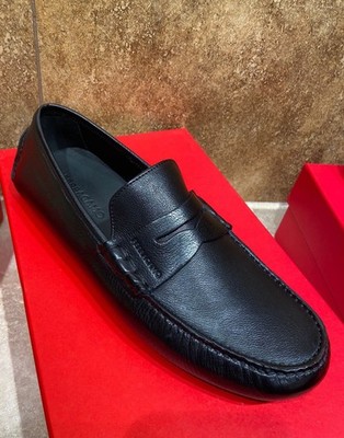 New Salvatore Ferragamo Green Leather Men Driver Loafers  display picture 1
