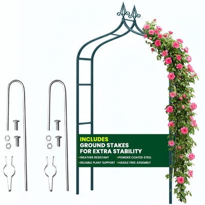 Garden Arch Trellis Arched Metal Tubular Frame Climbing Plant Archway 2 ...