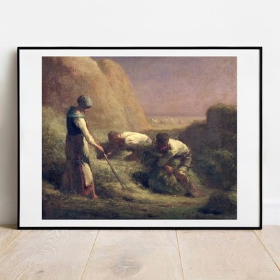 Kunstdruck Hirse - Die Heufachwerke 1850 Giclée Poster Wandbild Gemälde