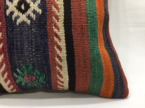 Turkish Pillow 16''x16''Boho Cottage Pillow Turkish Kilim Caspian Style Pillow - Picture 3 of 6