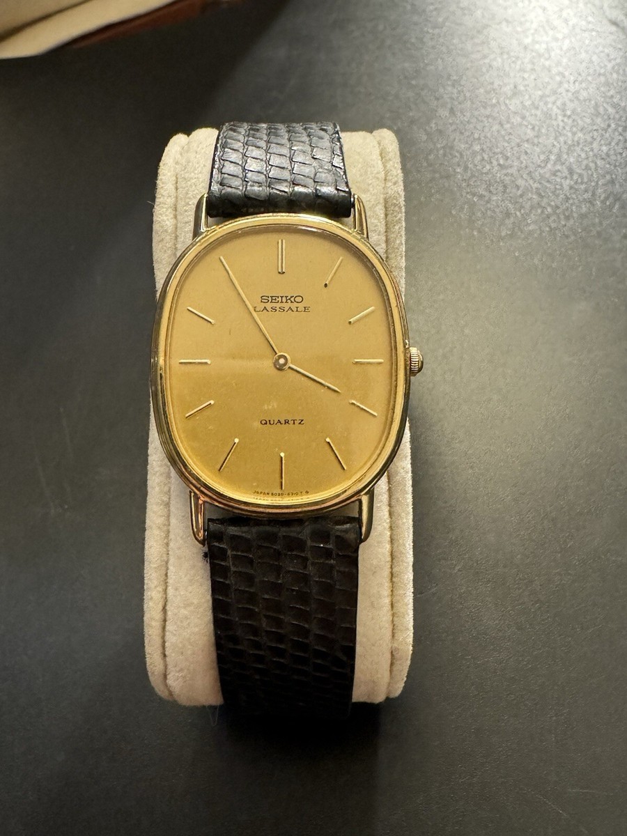 Seiko Lassale 6020-5679 Oval Face Gold Watch Super Thin | eBay