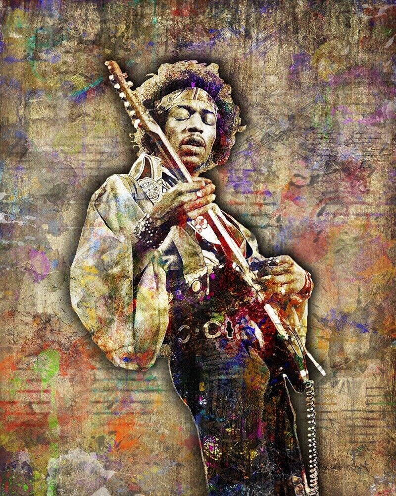Jimi Hendrix Guitar 16x20in Poster, Jimi Hendrix Tribute Print F