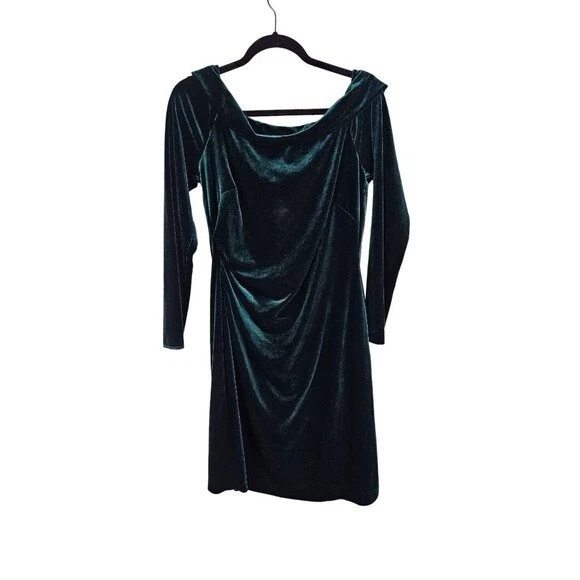 Eliza J Off Shoulder Emerald Green Velvet Dress size 14