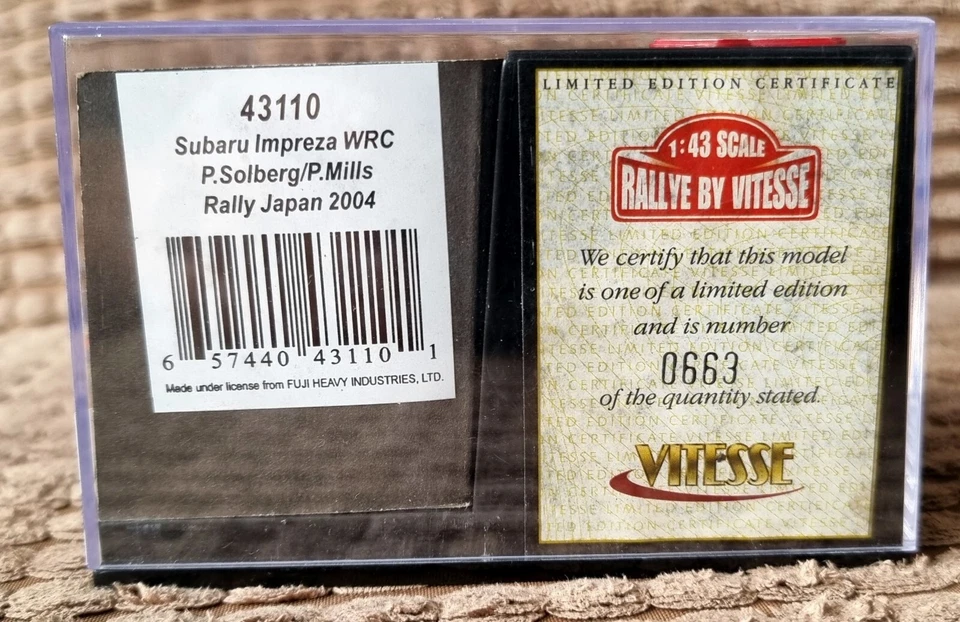 Vitesse 1/43 Subaru Impreza WRC солдберг/мельницы ралли Япония 2004 победитель - Изображение 2 из 4