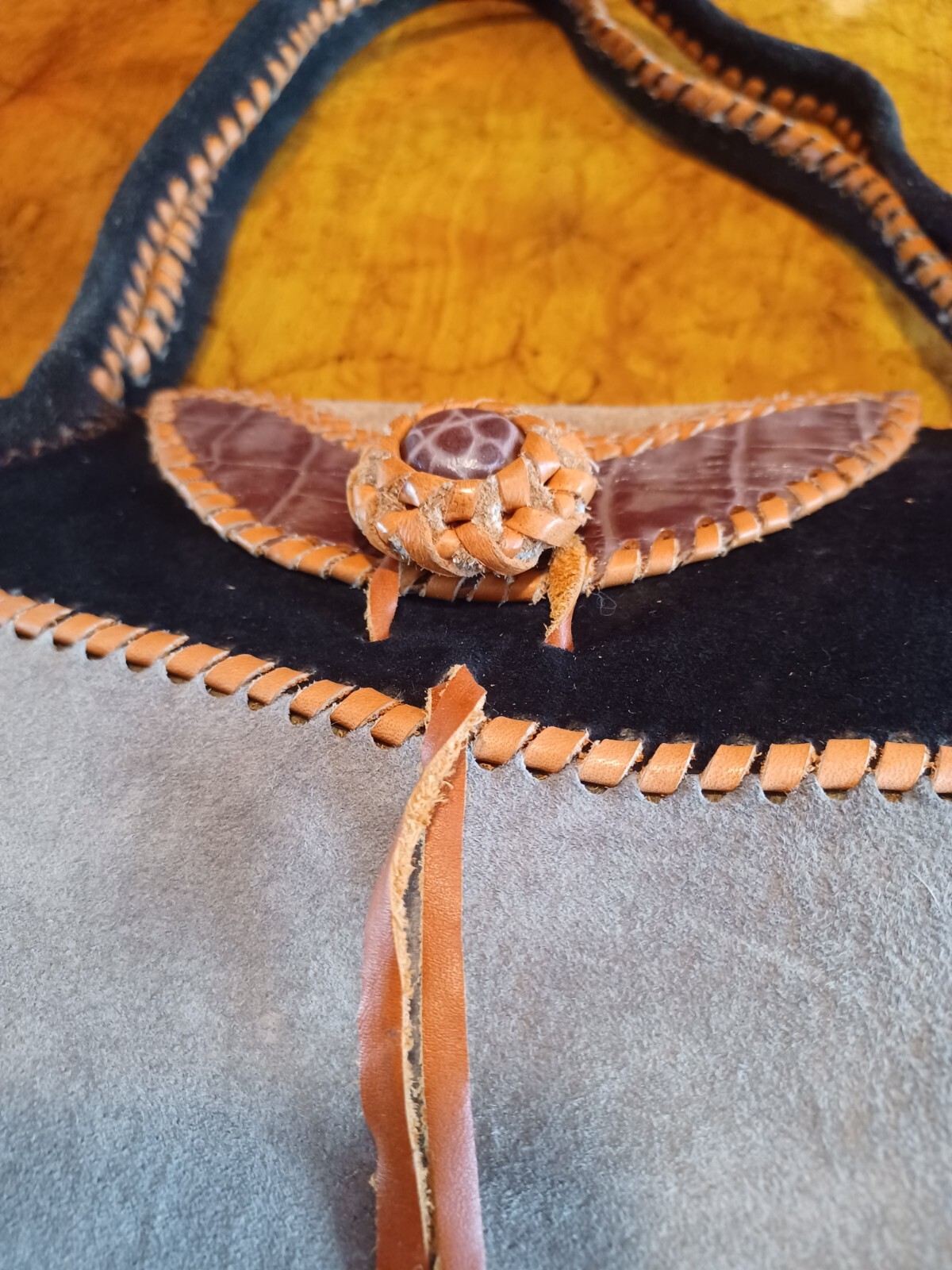 Unique Suede Patchwork Boho Purse Shoulder Bag Bo… - image 12