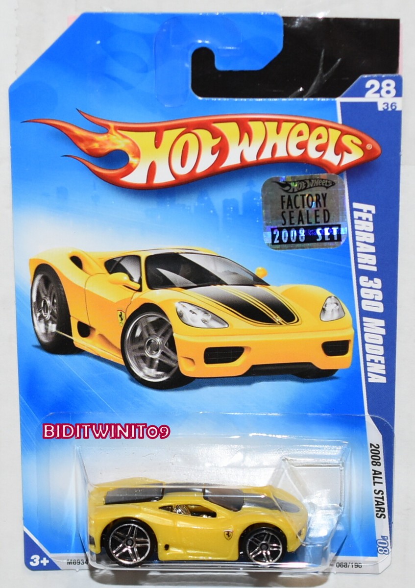 HOT WHEELS 2008 ALL STARS FERRARI 360 MODENA #28/36 YELLOW FACTORY