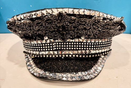 Women Burning Man Hat Men Black Sliver Sequin Captain Hat Party Festival Hat