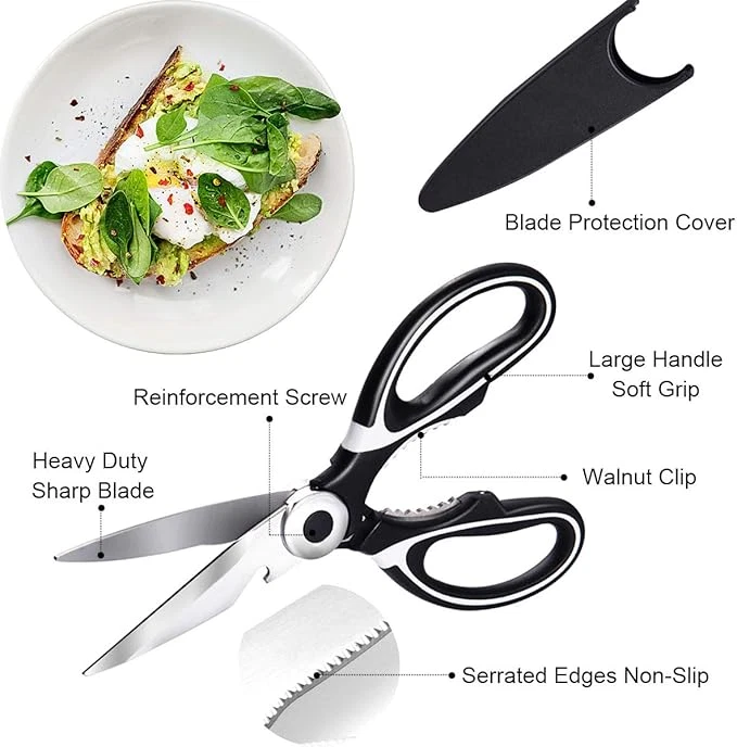 Tijeras de cocina de acero inoxidable tijeras de alta resistencia para carne pescado huesos de pollo Foto 2 de 4